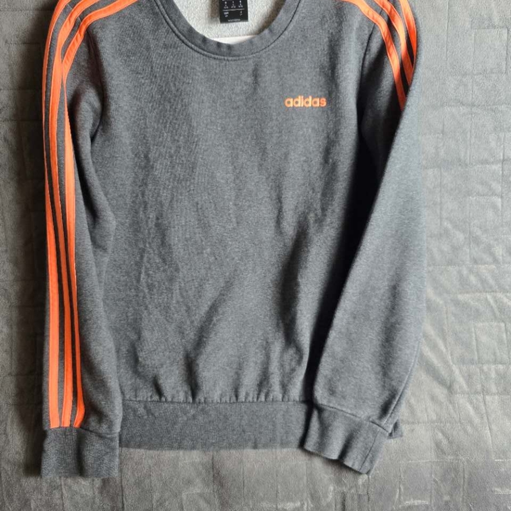 Adidas Gray and Orange Crewneck Sweater